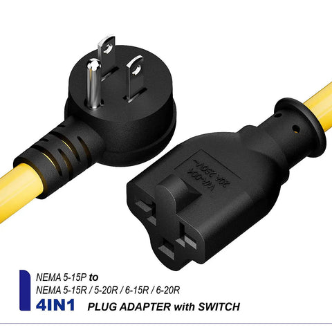 Heavy Duty Outdoor Waterproof Extension Cord With In Line On Off Switch And 12 AWG SJTW Wire 125V 20 Amp IP57 Rated