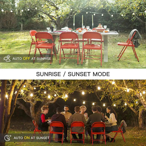 Outdoor Smart Dimmer Plug With Alexa And Google Home Control Easy App Remote Dim Lights Up To 400W Incandescent Or 150W LED CFL IP44 Weatherproof for string lights in garden setting.