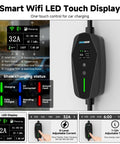 Level 2 EV Charger With Smart App Control 32A 7.68kW 240V NEMA 14-50 Plug 25ft Cable LED display and features overview