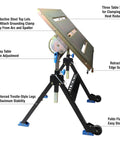 Adjustable Welding Table With Wheels Portable Steel Workbench 30 Inch By 20 Inch Tilting Top Foldable With Clamp Slots and Treble Table Slots