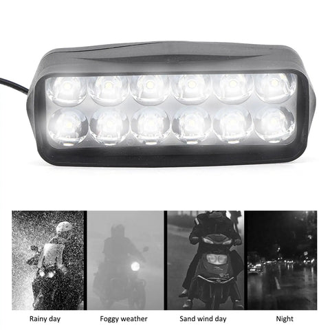Beefy Ebike Bar Light Headlight 12V To 100V 1200 Lumen Universal Headlight with aluminum assembly in varied weather conditions