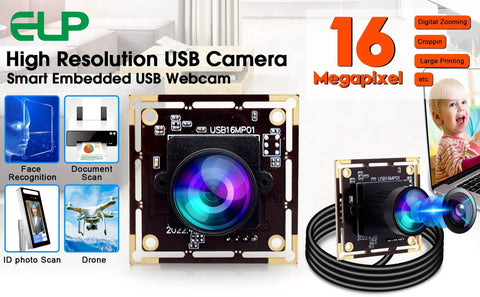 16MP USB Camera Module with 170 Degree Fisheye Lens for Raspberry Pi and PC, high resolution 4656x3496 webcam, IMX298 sensor
