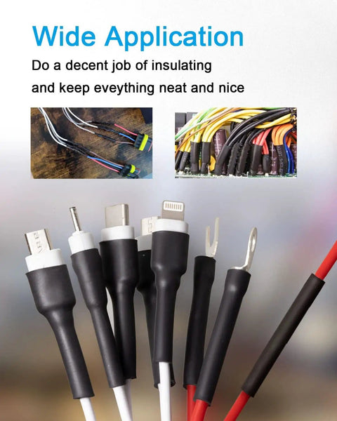 650 Piece Heat Shrink Tubing Kit 8 Sizes Assortment Pro Grade With Storage Case UL Approved 2 To 1 Shrink Ratio For Wiring Solder Joints Cable Insulation And DIY Projects Black shown insul...
