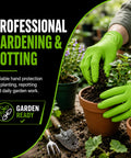 Tough As Nails 8 Mil Green Nitrile Disposable Industrial Work Gloves With Superior Grip Texture For Heavy Lifting And Daily Shop Grind Extra Large Size worn while planting in pots.