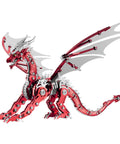Metal Dragon 3D Model Kit for Adults Boss Level Build, Mechanical Puzzle Craft shown in red finish with wings spread.
