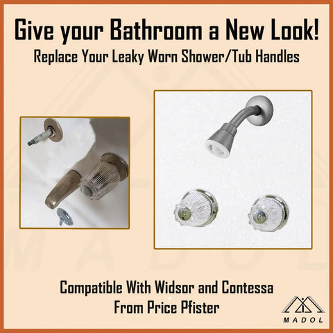 Faucet Trim Kit Compatible With Popular Tub And Bath Fixtures featuring clear acrylic handles and shower head in polished finish.