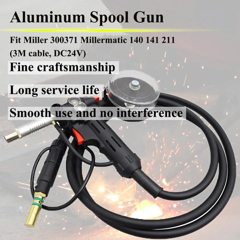 Aluminum Spool Gun For MIG Welders Fits Millermatic 140 141 211 And Spoolmate 100 with cable and nozzles.