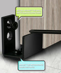 2 Pack Solid U Shaped Guide Wheel Set With Flush Flat Bottom For Sliding Doors And Cupboards, Matte Black Finish in use.