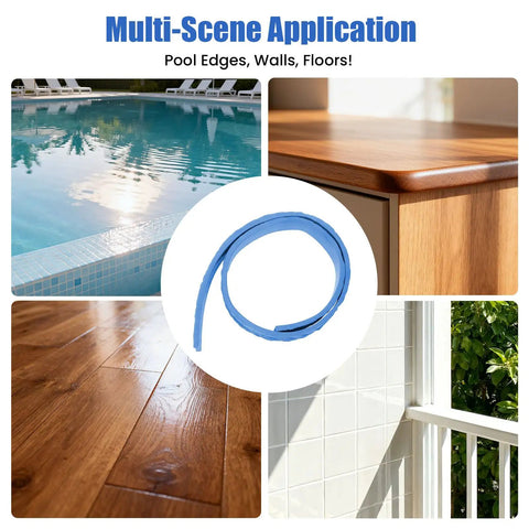 Concrete Texture Edge Form for Pools and Cabinets, 90.55 Inch by 2.75 Inch Blue PU Mold, shown in pool and cabinet applications