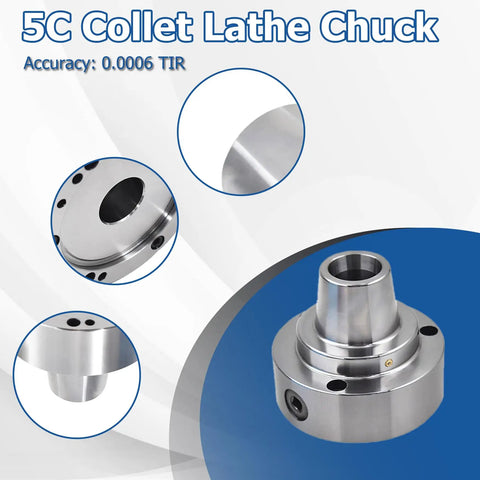 Beefy 5C Collet Lathe Chuck Closer With 5 Inch Plain Back, Recessed 3.740x0.184 Bore, stainless steel 3D view