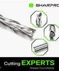 SharpPro 1/4-inch spiral downcut router bit with 1/4 inch shank; solid carbide endmill for wood inlay and grooving