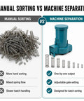 Comparison of manual sorting and Heavy Duty Automatic Spring Separator For Small Coil Sorting with machine features.