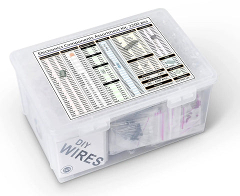 Clear storage box for Components Assortment Kit Grab Bag For Electronics Hobbyists With ICs Opamps Resistors Polyester Capacitors
