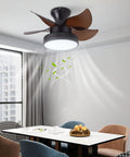 Crtohbnl Ceiling Fan with Light Control 6 Wind Speeds Reversible Fan in modern dining room with light and wood blades
