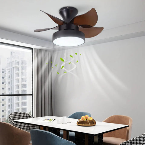Crtohbnl Ceiling Fan with Light Control 6 Wind Speeds Reversible Fan in modern dining room with light and wood blades