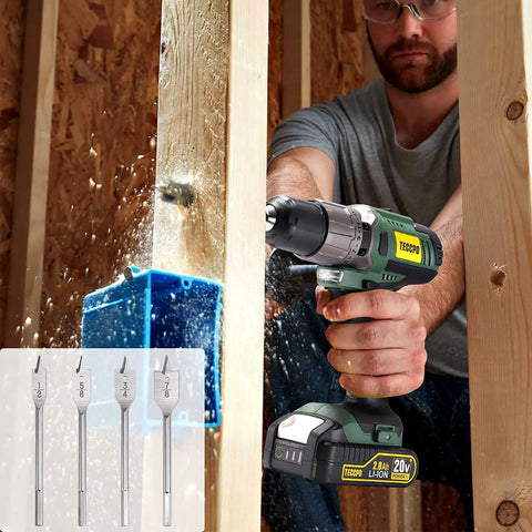 Man using DIY Ready Home Tool Kit With Drill Driver, 21 Plus 1 Torque Settings, in wood drilling project