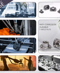 Solid As A Rock M10 T Shaped Weld Nuts 10 Piece Black Carbon Steel in use for robotics and automotive applications.