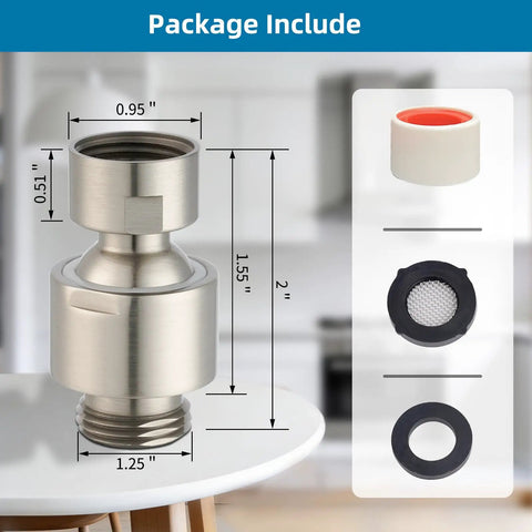 All Metal Shower Head Swivel Ball Joint Adapter For Solid Brass Adjustable Shower Arm Connector And Extension, Universal Showerhead Connector, 2 inch brushed nickel adapter with washers