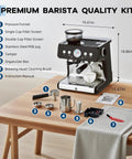 Deluxe Semi Automatic Espresso Coffee Maker With Built In Burr Grinder And Dual Boiler Setup Barista Style Brewing For Smooth Morning Sips Real Deal Kitchen Game Changer on wooden table with accessories