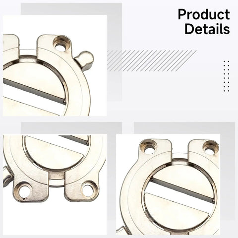 Rock Solid Zinc Alloy Furniture Connectors close-up showing round fasteners and pre-installed screws for easy assembly.