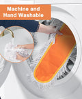 Heavy Duty Commercial Dust Mop With Extended Handle And Thick Cotton Pads being washed in a washing machine.