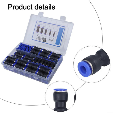 Awesome 80 Pcs Push To Connect Kit For 5 32 To 1 2 Inch OD Pipes, plastic case with nylon tube fittings