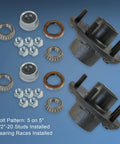 Trailer Idler Hub Kit Set Of 2 For 3500 Lb Axles, 5 On 5 Inch Bolt Pattern, cones, seals, nuts, bearings included, top view