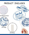 Last Sail Before The Veil Photo Booth Props Kit 24 Nautical Bachelorette Party Decorations with hats and props with sticks
