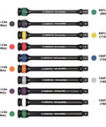 Half-Inch Drive 8 Inch Color-Coded Torque Extension Bar Set, 10-Piece, 65 To 150 Ft-Lbs, 90 To 200 Nm, color-coded by torque value