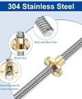 1000mm TR8x2 Lead Screw With Brass Nut Acme Thread 2mm Pitch 1 Start 2mm Lead For 3D Printers And CNC Machines 304 Stainless Steel Rod With Packaging Tube Silver Heavy Duty Linear Motion