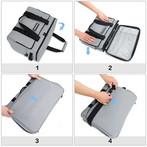Insulated Cooler Bag Collapsible 32L Large Travel Cooler On The Go for Beach and Camping being folded and collapsed