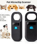 Front and back view of Pet Microchip Scanner 134.2KHz and 125KHz EMID FDX-B ISO 11784 Or 11785 Reader with OLED display for animals.