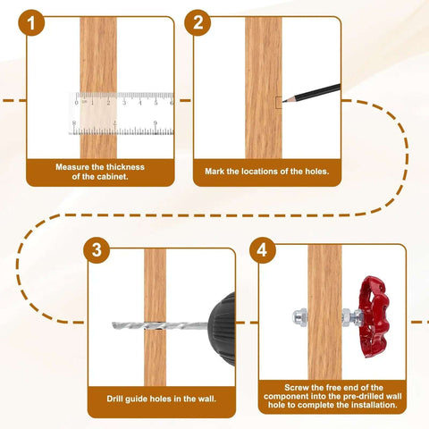 Installation steps for Two Pack Vintage Industrial Valve Style Cabinet Knobs In White Iron With 6mm Screws