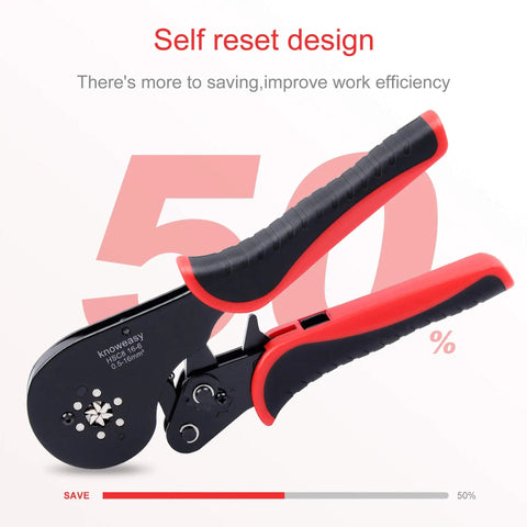 Hexagonal Ferrule Crimping Tool For Wire Ferrules 30-5 AWG 0.5-16mm2 With Ergonomic Non Slip Handle And Ratchet Mechanism shown