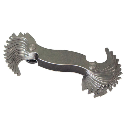Dual Thread Pitch Gauge With 28 Leaves 4 To 56 TPI And 0.50 To 6.0 Millimeter Pitch English And Metric Thread Gage Tool