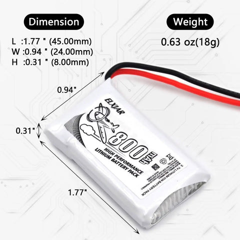 Close-up of 800mAh lithium battery from 10-Pack 3.7V 800mAh Lithium Battery With Beefed-Up 5-In-1 Charger for SYMA drones