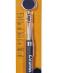 Diameter Inspection Mirror 1-1/4 Inch Black With Pivoting Ball Joint And Telescoping Stainless Steel Handle From 8-1/4 Inch To 36-1/4 Inch Cushioned Grip For Pro Grade Tough Jobs And Safe Clear Viewing In Tight Spaces With Scratch-Resistant Glass packaging.