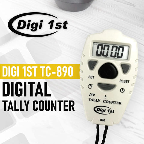 Slick Digital Tally Counter With Up And Down Clicker For Golf Laps Knitting And Crowd Counting, handheld white device.