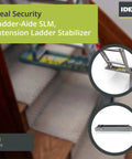 Ladder Leveler For Single And Extension Ladders, Stair Stabilizer With Anti Skid Surface, shown on staircase