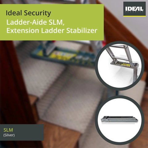 Ladder Leveler For Single And Extension Ladders, Stair Stabilizer With Anti Skid Surface, shown on staircase