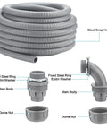 1/2 Inch Flexible PVC Liquid Tight Electrical Conduit Kit 50 Feet Non Metallic Flexible Conduit With 5 Couplings components shown