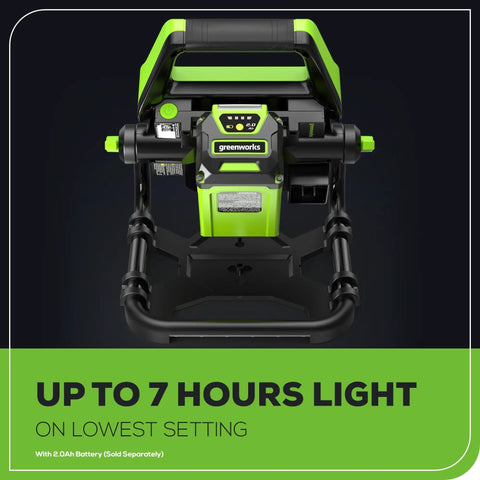Front view of 40V 2000 Lumen LED Work Light With 360 Degree Rotating Head Tripod Mountable Portable Flood Light