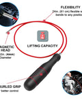 VASTOOLS magnetic pickup tool set with 28in red flexible shaft, knurled grip, magnetic head 4mm/7mm and mini magnetic tray