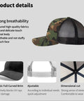 Vintage Camouflage Trucker Cap For Men And Women With A Soft Feel And Everyday Comfort side view displaying breathable mesh