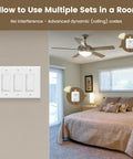 Bedroom with Wireless Light Switch And Receiver Kit No Wiring Or WiFi Needed With 100Ft Range and ceiling fan control