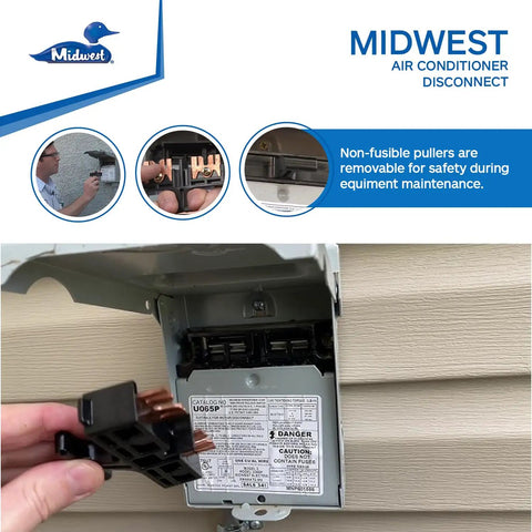Removing puller from Weatherproof Non-Fusible AC Disconnect Switch 60A 240V 1-Phase Metal Enclosure N3R Outdoor Grade