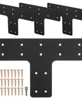 Heavy Duty Steel T Shaped Mending Plates Built Like A Boss For Pergola Framing Includes 56 Fasteners And Socket Set black connectors.