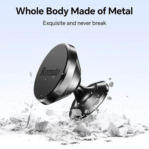 2 Pack Magnetic Phone Holder For Car Dashboard With Strong Magnet And Metal Plate Included, metal body on shattered surface