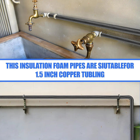 8 Pack Three Quarter Inch Foam Pipe Insulation Tubes With Self Adhesive Pre Slit Covers Polyethylene For Spigots Outdoor Pipes And Water Heaters Freeze Protection In Winter on copper pipes with faucet.