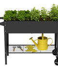 Two Pack 32 Inch Tall Raised Garden Beds with Wheels Dual Drainage System Planter Box for Backyard Patio Balcony